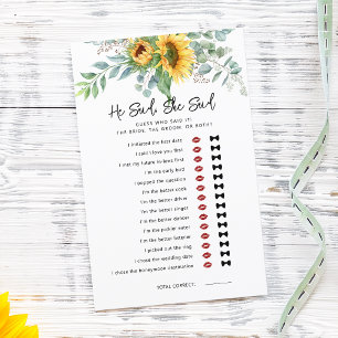Papier Jeu de Baby Shower Mariage Sunflower Il a Dit Elle