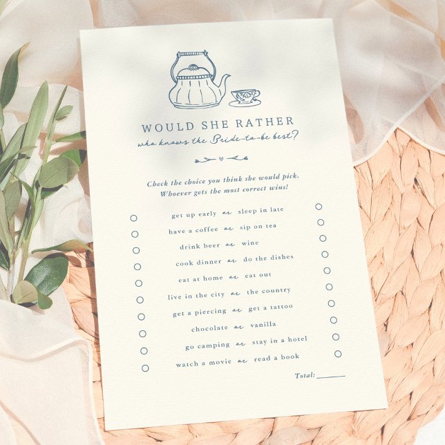 Papier Jeu de Baby Shower Mariage 'Vintage Tea Would She  (Créateur téléchargé)