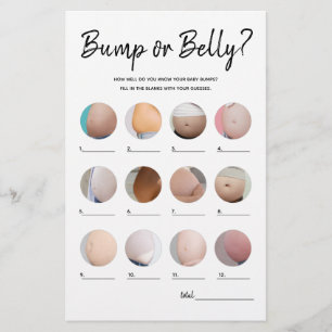 Papier Jeu de Baby shower minimaliste pour le ventre de b