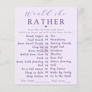 Papier Jeu de Baby Shower Moderne Fleur "Would She Rather