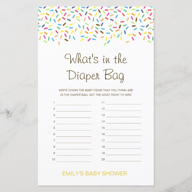 Papier Jeu de baby shower modifiable Qu'est-ce qu'il y a  (Devant)