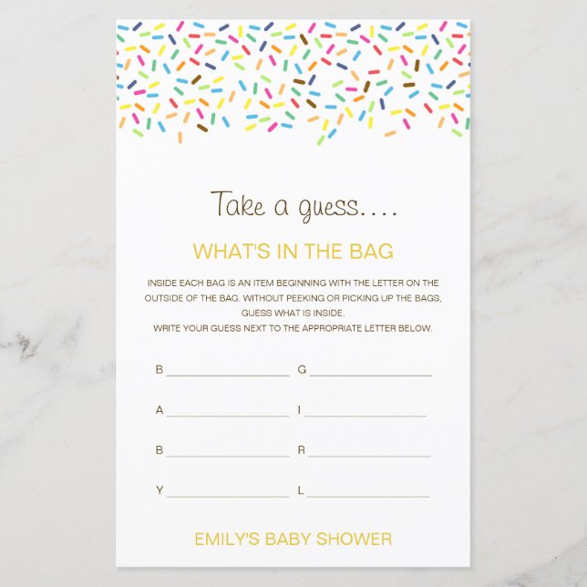 Papier Jeu de baby shower modifiable : Qu'y a-t-il dans l (Devant)