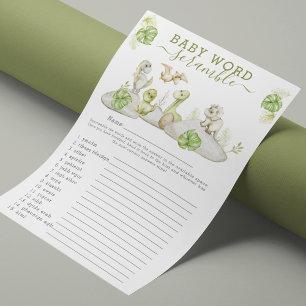 Papier Jeu de Baby Shower 'Mots mêlés de dinosaures'