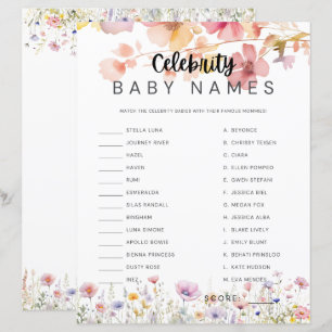Papier Jeu de Baby Shower : Noms de bébés de célébrités à