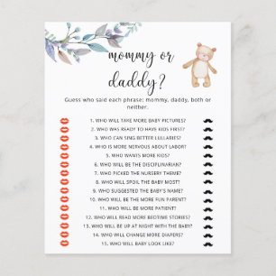 Papier Jeu de baby shower « Ours maman ou papa »