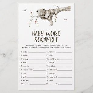 Papier Jeu de Baby Shower Ourson