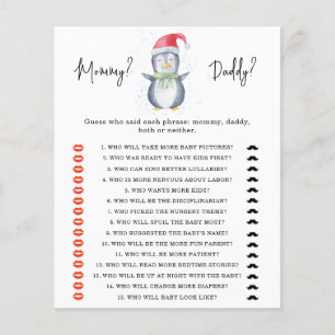 Papier Jeu de baby shower Penguin - maman ou papa