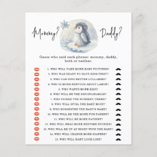 Papier Jeu de baby shower Penguin - maman ou papa