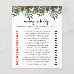 Papier Jeu de baby shower pour maman ou papa Evergreen