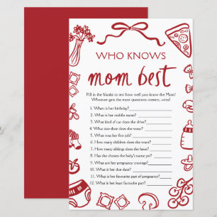 Papier Jeu de Baby Shower "Qui Connaît le Mieux Maman" It