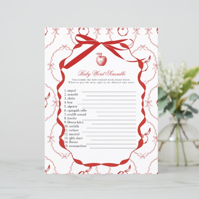Papier Jeu de Baby shower Red Apple (Debout devant)