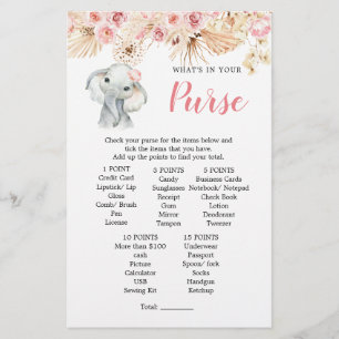 Papier Jeu de Baby shower rose Boho Elephant Girl