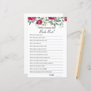 Papier Jeu de baby shower rose Combien connaissez-vous