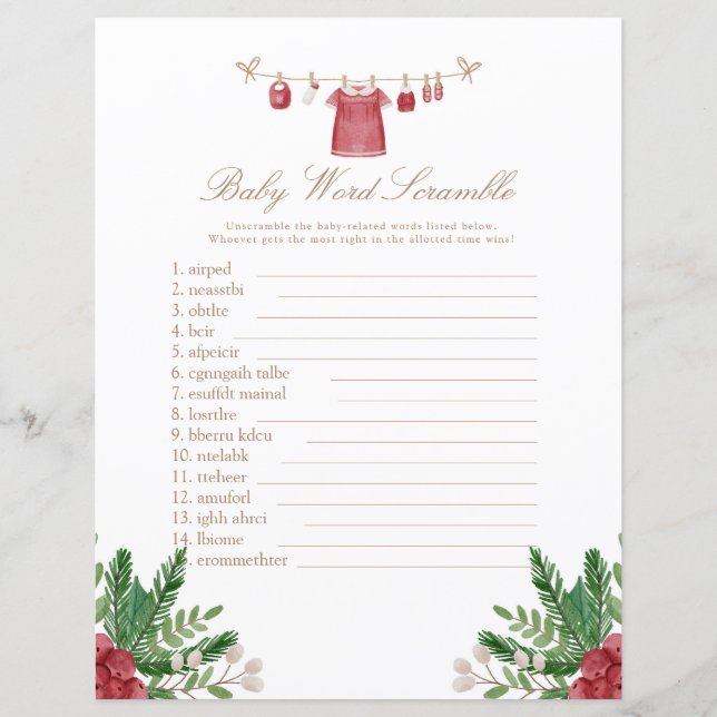 Papier Jeu de Baby shower rouge Festif (Devant)