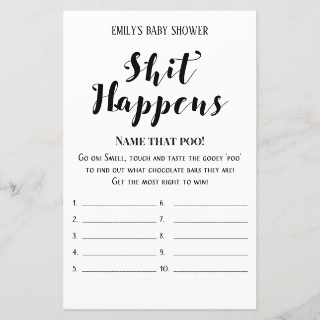 Papier Jeu de Baby Shower Rustique Moderne IMPRIMÉ (Devant)