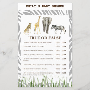 Papier Jeu de Baby shower sauvage africain IMPRIMÉ