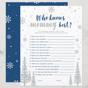 Papier Jeu de Baby shower Silver & Blue Winter Wonderland