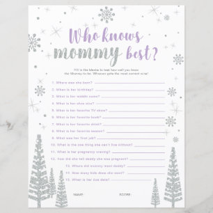 Papier Jeu de Baby Shower Silver & Purple Winter Wonderla