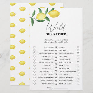 Papier Jeu de baby shower sur le thème du citron