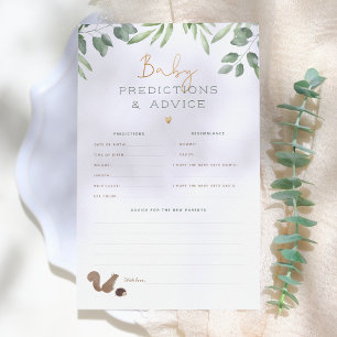 Papier Jeu de Baby shower sur les prévisions et les conse