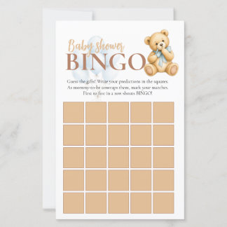 Papier Jeu de Baby Shower Teddy Bear Baby Boy Bingo