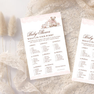 Papier Jeu de baby shower 'Teddy Bear Whats in Your Purse