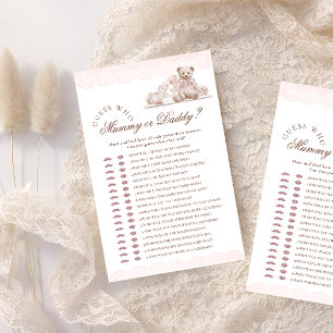 Papier Jeu de baby shower 'Teddy Bear Who Mommy or Daddy'