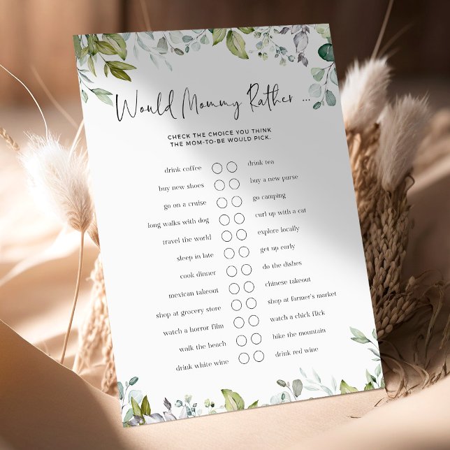 Papier Jeu de Baby shower verdoyant - Est-Ce Que Maman Pl (Créateur téléchargé)