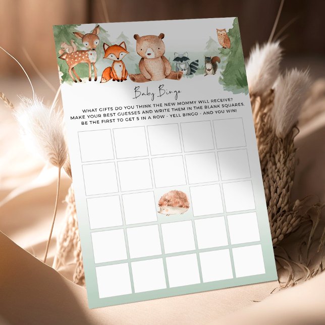 Papier Jeu de Baby shower Woodland BINGO! (Créateur téléchargé)