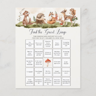 Papier Jeu de Baby shower Woodland - Trouvez le Bingo inv