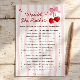 Papier Jeu de Baby Shower 'Would She Rather Cherry on Top