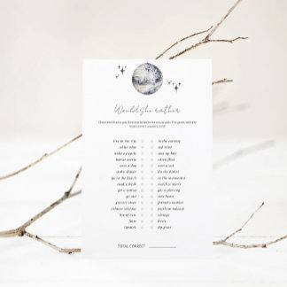 Papier Jeu de Baby Shower 'Would She Rather Disco Ball'
