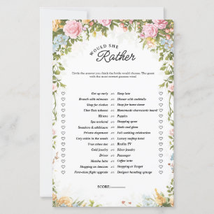 Papier Jeu de Baby Shower 'Would She Rather Tea Party'