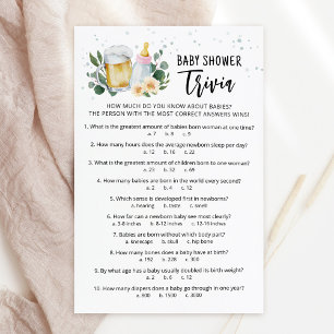 Papier Jeu de Baby Trivia Greenery Baby Is Brewing Rose