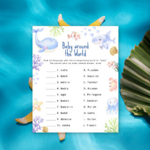 Papier jeu de bébé animal marin autour du monde