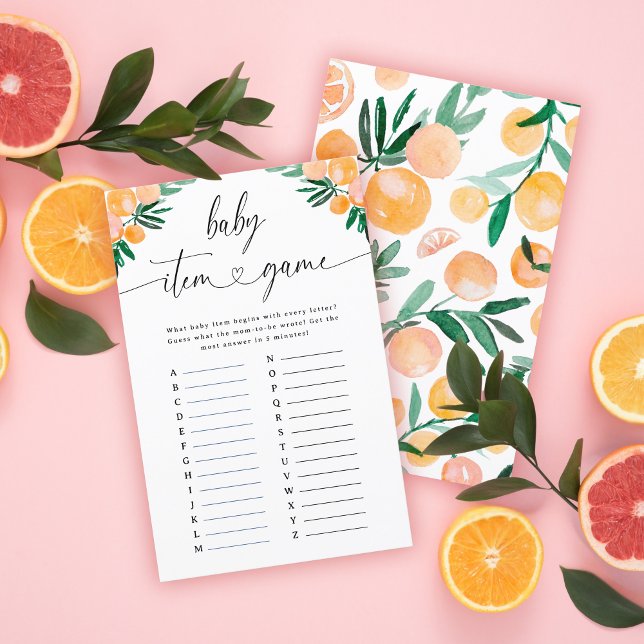 Papier Jeu de bébé pour Baby Shower Orange Citron (Créateur téléchargé)