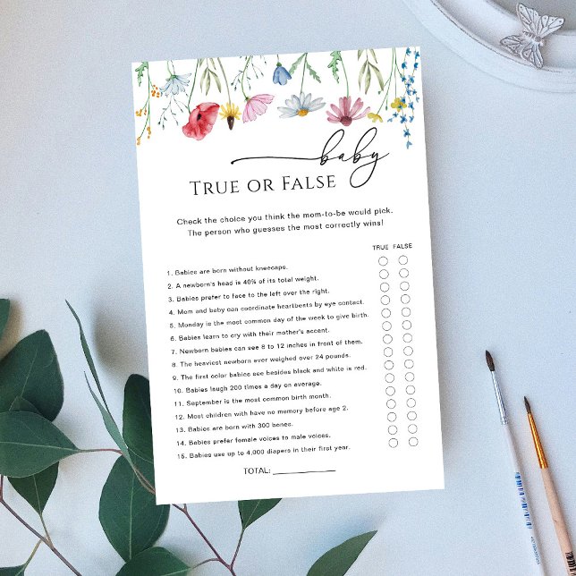 Papier Jeu de bébé Vrai ou Faux Fleurs Sauvages (Créateur téléchargé)