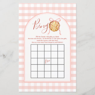 Papier Jeu de Bingo Automne Gingham Rose Pastel Tarte Suc