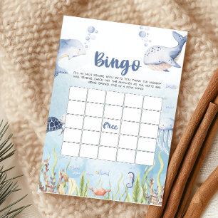 Papier Jeu de bingo Baby Shower Bleu sous la mer