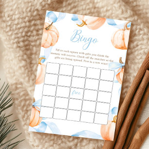 Papier Jeu de Bingo Baby Shower Citrouille à Ruban Bleu