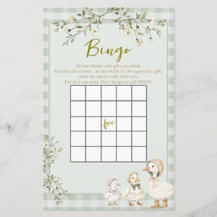 Papier Jeu de bingo Baby Shower de la Mère l'Oie et de l'