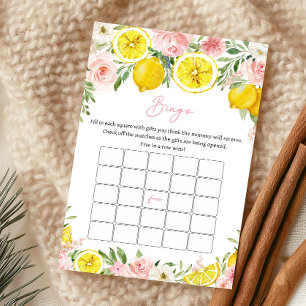 Papier Jeu de bingo Baby Shower Fleur Rose Citron