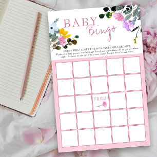 Papier Jeu de bingo Baby Shower Fleur Sauvage de pelouse