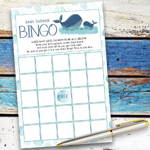 Papier Jeu de bingo Baby Shower Happy Whales