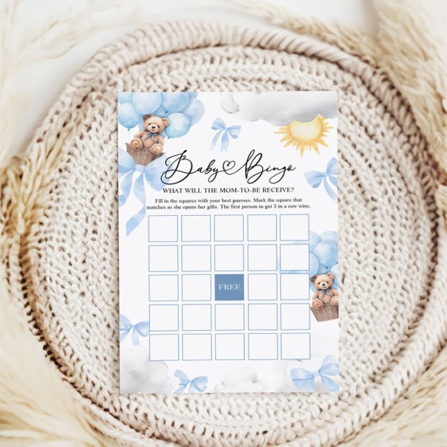 Papier Jeu de bingo Baby Shower, Jeu de bingo bébé ours (Créateur téléchargé)