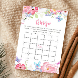 Papier Jeu de Bingo Baby Shower Papillon Floral