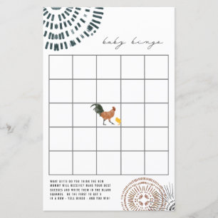Papier Jeu de bingo Baby Shower Poulet