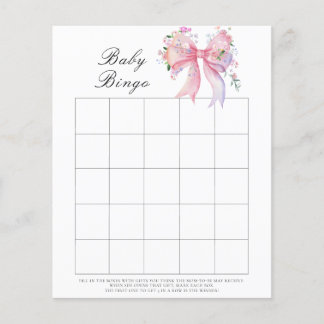 Papier Jeu de bingo Baby shower rose à nœud