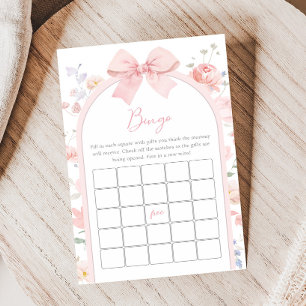 Papier Jeu de Bingo Baby Shower Rose Florale Bébé en Fleu