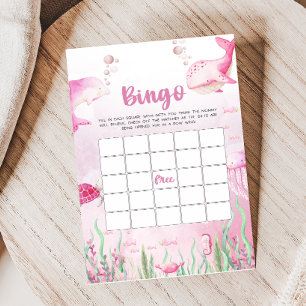 Papier Jeu de bingo Baby Shower Rose sous la mer